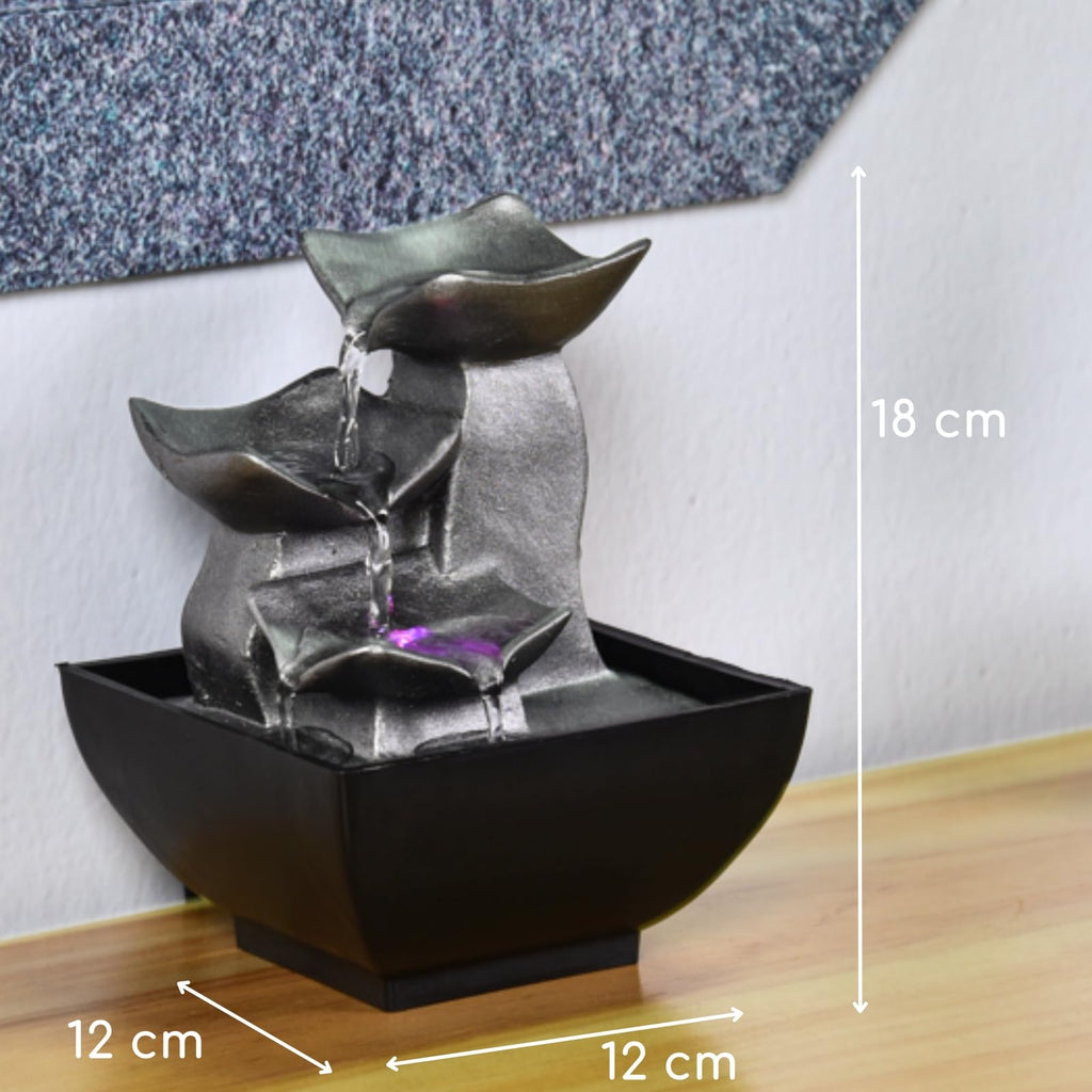 ZenLight - Boro Waterfall Zen Relaxing Room Fountain with Coloured LED Light - Living Room, Bedroom, Office Decoration - Meditation and Relaxation - Closed Circuit Table Fountain - H 18 cm